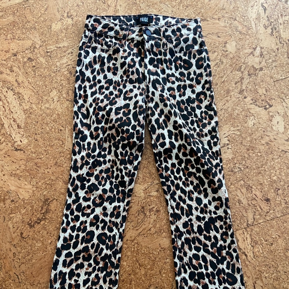 Paige Denim Collette Crop Flare leopard jeans